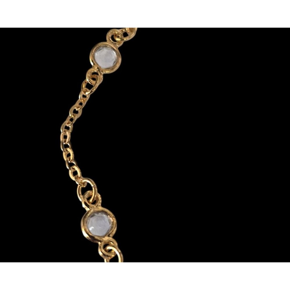 Delicate Facets Bracelet Small By Avon 1988 Gold-Tone Chain With Clear Crystal A - Picture 8 of 14
